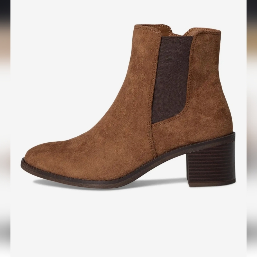 EUROSOFT SUEDE CHELSEA ANKLE BOOTIES LUGGAGE BROWN COMFORT INSOLE 8 NIB